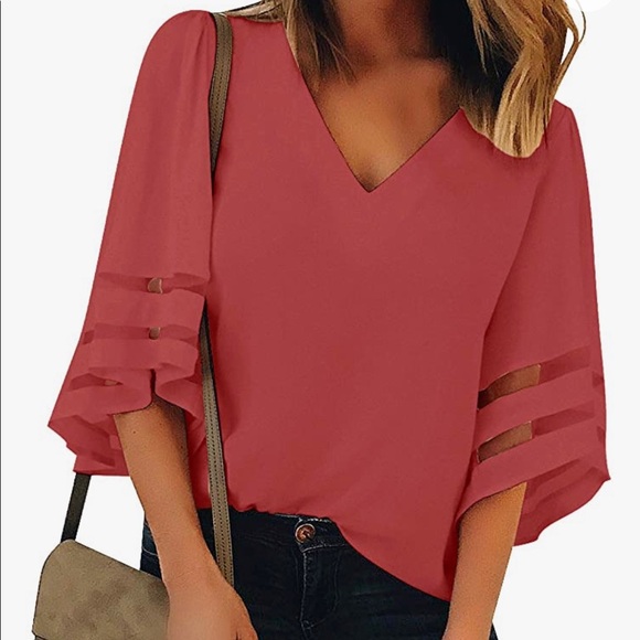 Luyeess Women's V Neck Blouse - Picture 1 of 4